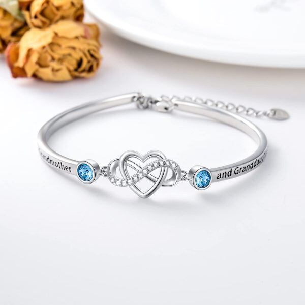 Sterling Silver Infinity Heart Bangle Bracelet-1