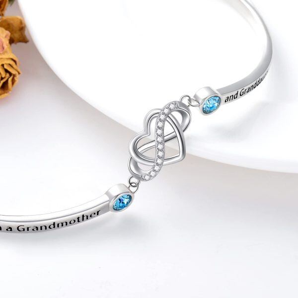 Sterling Silver Infinity Heart Bangle Bracelet-2