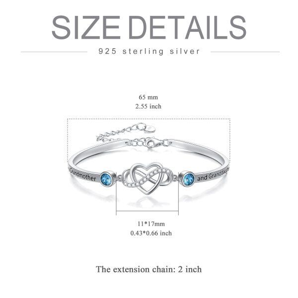 Sterling Silver Infinity Heart Bangle Bracelet-3