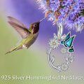 wholesale 925 Sterling Silver Floral Hummingbird Pendant Necklace for Women Gifts-0-5