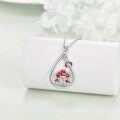 wholesale 925 Sterling Silver Red Enamel Ladybug & Mushroom Teardrop Pendant Necklace for Women-0-3