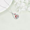 wholesale 925 Sterling Silver Red Enamel Ladybug & Mushroom Teardrop Pendant Necklace for Women-0-4