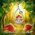 wholesale 925 Sterling Silver Red Enamel Ladybug & Mushroom Teardrop Pendant Necklace for Women-0-5
