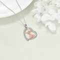 wholesale 925 Sterling Silver Two-Tone Violinist Heart Pendant Necklace with Love Music Life Engraving for Women-0-3