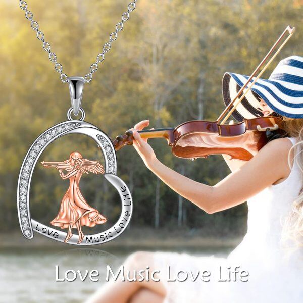 Sterling Silver Violinist Necklace-5