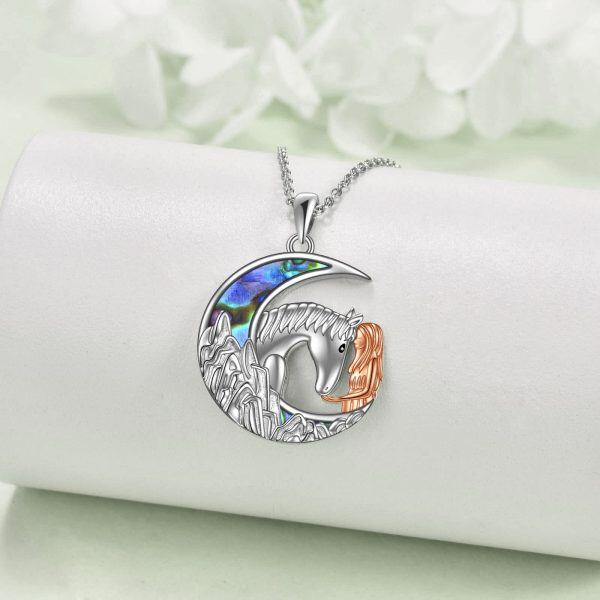 Sterling Silver Horse And Girl Moon Necklace-3