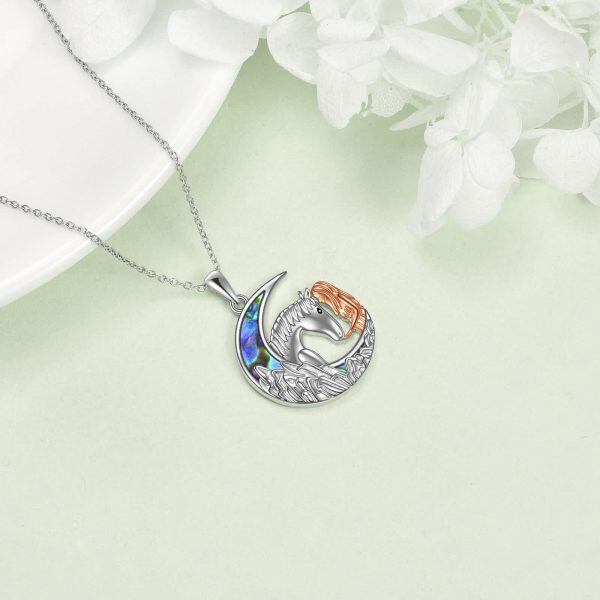 Sterling Silver Horse And Girl Moon Necklace-4