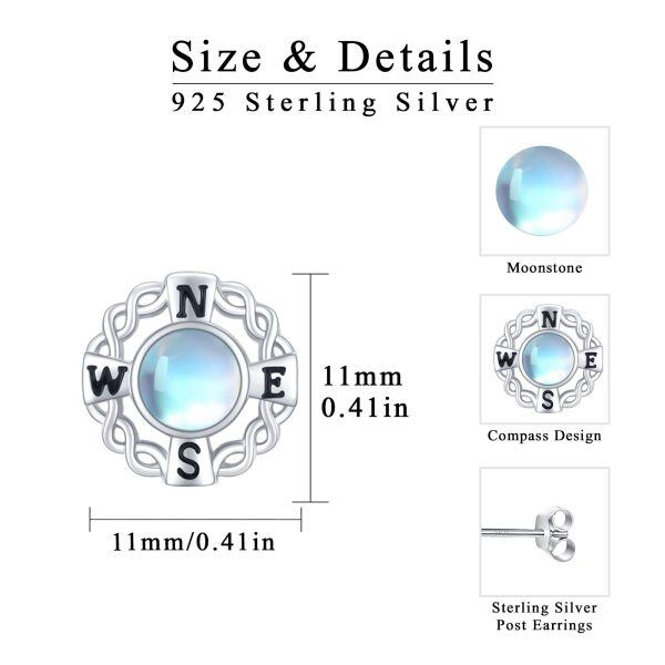 Sterling Silver Compass Earrings-5