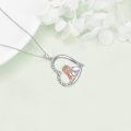 wholesale 925 Sterling Silver Horse and Girl Heart Pendant Necklace with Cubic Zirconia - Love Forever Design-0-3