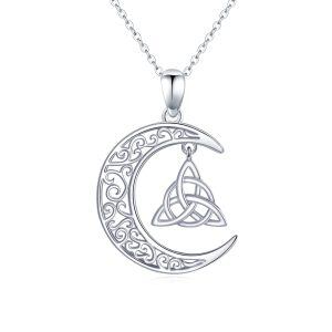 Sterling Silver Celtic Moon Necklace-0