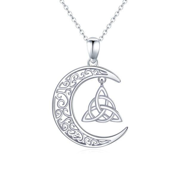 Sterling Silver Celtic Moon Necklace-0