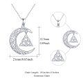 wholesale 925 Sterling Silver Crescent Moon Triquetra Knot Pendant Necklace for Women-0-1