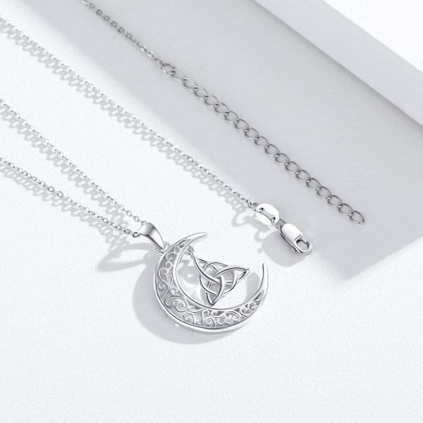 Sterling Silver Celtic Moon Necklace-2