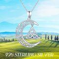wholesale 925 Sterling Silver Crescent Moon Triquetra Knot Pendant Necklace for Women-0-5