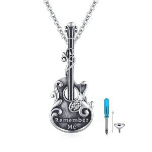 Sterling Silver Violin Necklace-0