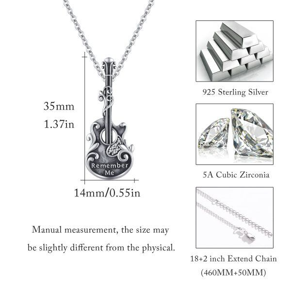 Sterling Silver Violin Necklace-4