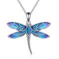 wholesale 925 Sterling Silver Blue & Purple Enamel Dragonfly Pendant Necklace for Women-0-0