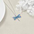 wholesale 925 Sterling Silver Blue & Purple Enamel Dragonfly Pendant Necklace for Women-0-3