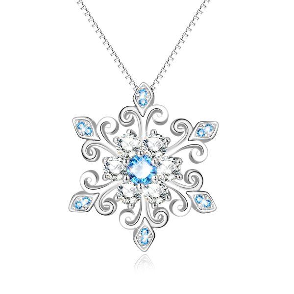 Sterling Silver Snowflake Necklace-0