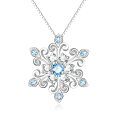 wholesale 925 Sterling Silver Blue Crystal Snowflake Pendant Necklace for Women-0-0