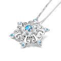 wholesale 925 Sterling Silver Blue Crystal Snowflake Pendant Necklace for Women-0-1