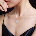 wholesale 925 Sterling Silver Blue Crystal Snowflake Pendant Necklace for Women-0-4