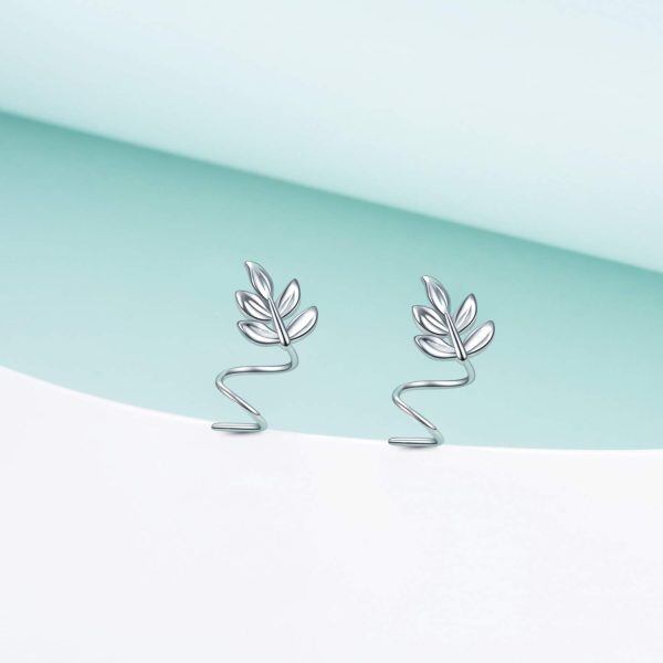 Sterling Silver Leaf Earrings-1