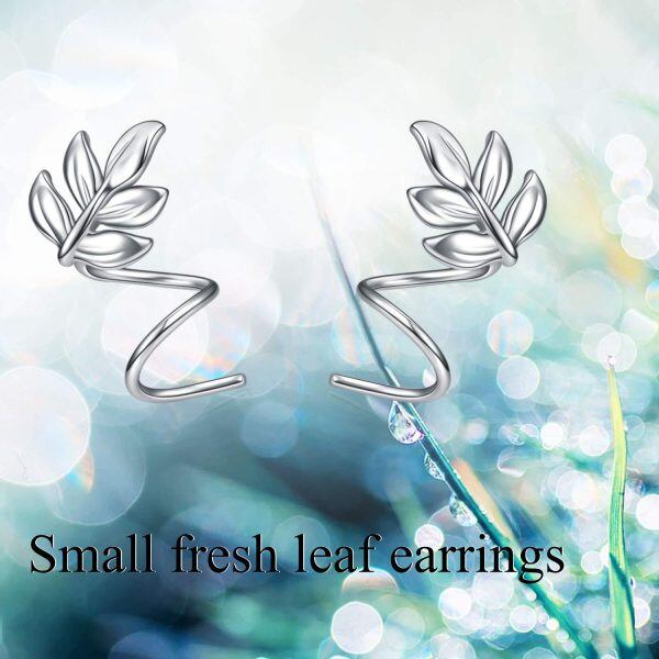 Sterling Silver Leaf Earrings-4