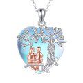 wholesale 925 Sterling Silver Heart-Shaped Tree of Life Love Couple Pendant Necklace with Mother-of-Pearl Stone and 18K Gold Plated Accents-0-0