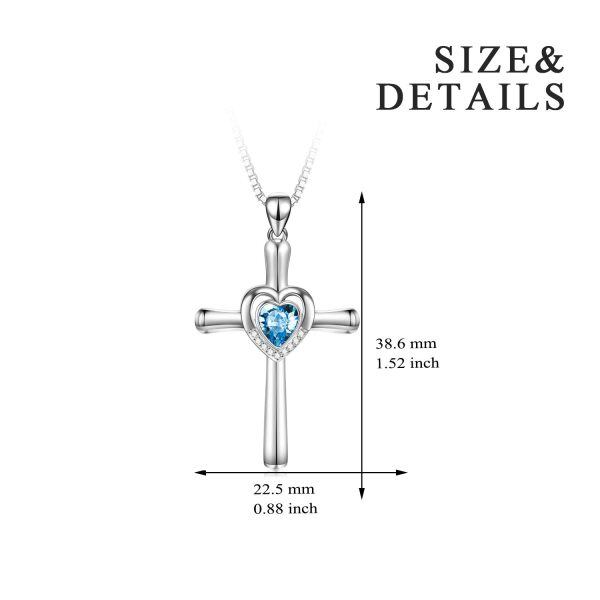 Sterling Silver Cross Heart Necklace-3