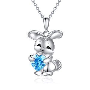 Sterling Silver Rabbit Heart Necklace-0