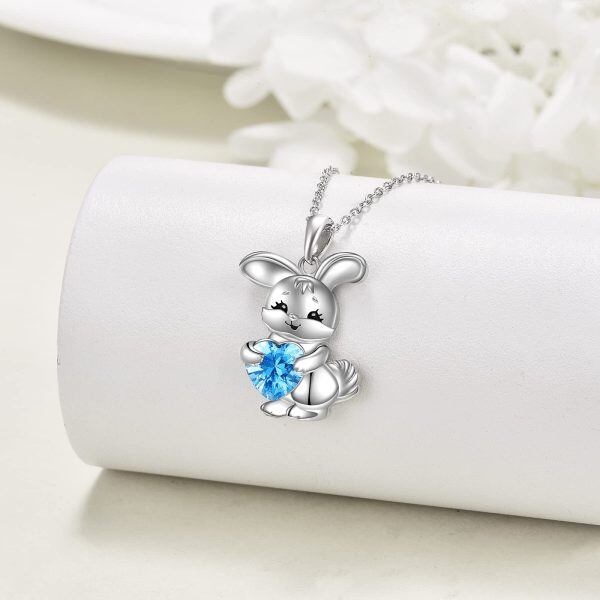 Sterling Silver Rabbit Heart Necklace-2