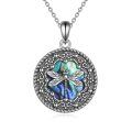 wholesale 925 Sterling Silver Abalone Shell Dragonfly Round Locket Pendant Necklace s for Women-0-0