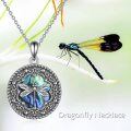 wholesale 925 Sterling Silver Abalone Shell Dragonfly Round Locket Pendant Necklace s for Women-0-5