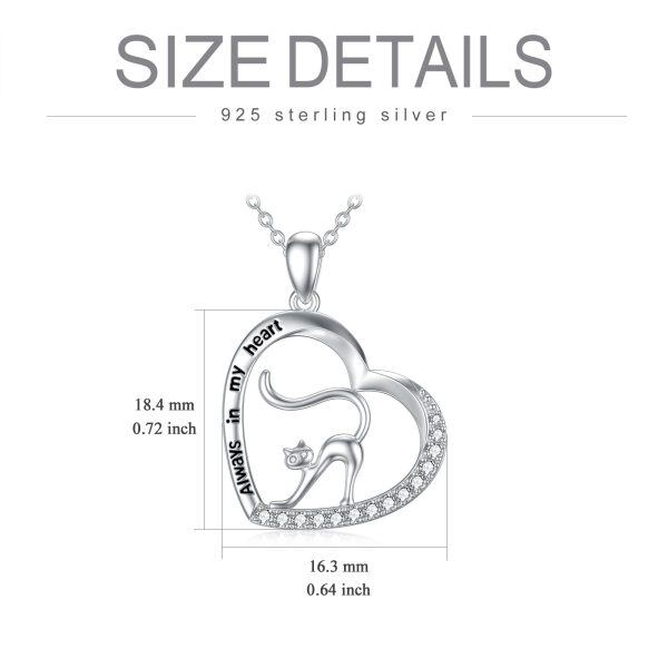 Sterling Silver Cat Heart Necklace-4