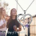 wholesale 925 Sterling Silver Purple Amethyst Heart Pendant Sister Necklace for Women - Birthday Gifts for Sisters-0-1