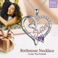 wholesale 925 Sterling Silver Purple Amethyst Heart Pendant Sister Necklace for Women - Birthday Gifts for Sisters-0-2