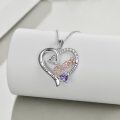 wholesale 925 Sterling Silver Purple Amethyst Heart Pendant Sister Necklace for Women - Birthday Gifts for Sisters-0-4