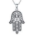 wholesale 925 Sterling Silver Evil Eye Hand of Fatima Pendant Necklace for Women-0-0