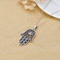 wholesale 925 Sterling Silver Evil Eye Hand of Fatima Pendant Necklace for Women-0-3