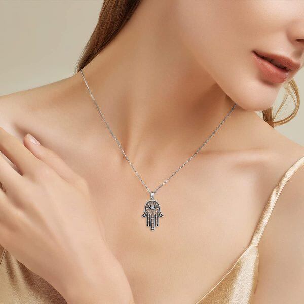 Sterling Silver Hamsa Necklace-4