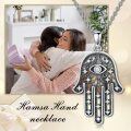 wholesale 925 Sterling Silver Evil Eye Hand of Fatima Pendant Necklace for Women-0-5