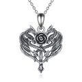 wholesale 925 Sterling Silver Heart-Shaped Dragon & Rose Pendant Necklace for Women-0-0