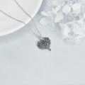 wholesale 925 Sterling Silver Heart-Shaped Dragon & Rose Pendant Necklace for Women-0-4