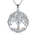 wholesale 925 Sterling Silver Healing Crystals Chakra Tree of Life Yoga Pose Pendant Necklace Gift for Women-0-0