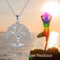wholesale 925 Sterling Silver Healing Crystals Chakra Tree of Life Yoga Pose Pendant Necklace Gift for Women-0-5