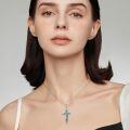 wholesale 925 Sterling Silver Abalone Shell Inlay Cross Pendant Necklace for Women-0-1