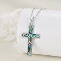 wholesale 925 Sterling Silver Abalone Shell Inlay Cross Pendant Necklace for Women-0-2