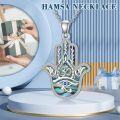 wholesale 925 Sterling Silver Abalone Shell Evil Eye Hamsa Hand Pendant Necklace for Women-0-5