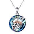 wholesale 925 Sterling Silver Round Blue Crystal Frog Pendant Necklace for Women-0-0